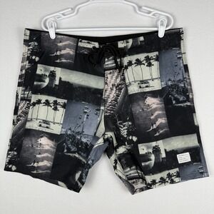 Adam Levine Collection Board Shorts Mens XL Beach Surf‎ Palm Tree Boardwalk